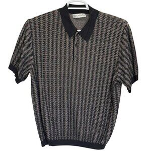 St. Croix Vintage Black & Gray Short Sleeve Polo Shirt Mens Size Large